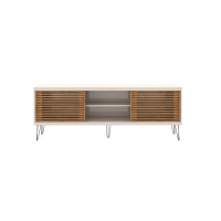 Manhattan Comfort 22LC2 Barbey 70.87 TV Stand with 4 Shelves in Off White and Nature